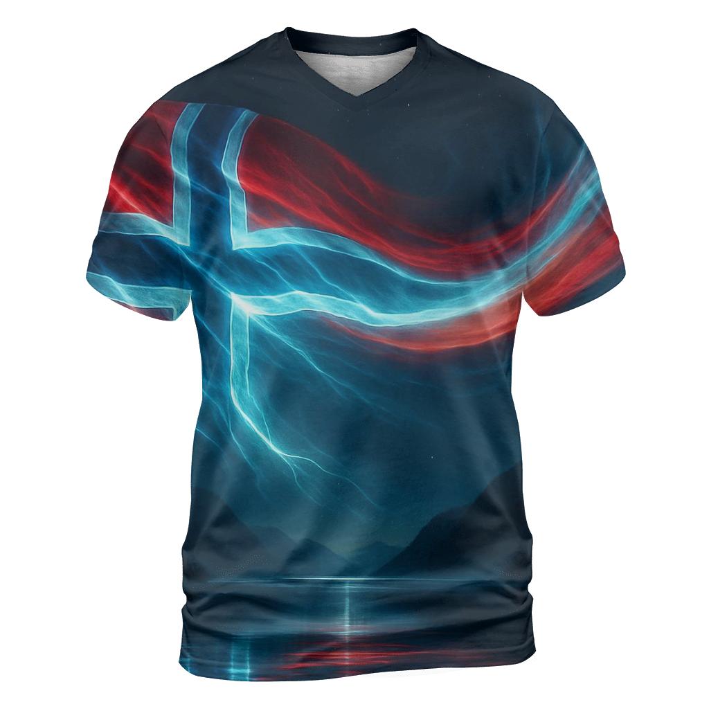 Aurora Fjord Flag Of Norway statement graphic shirts