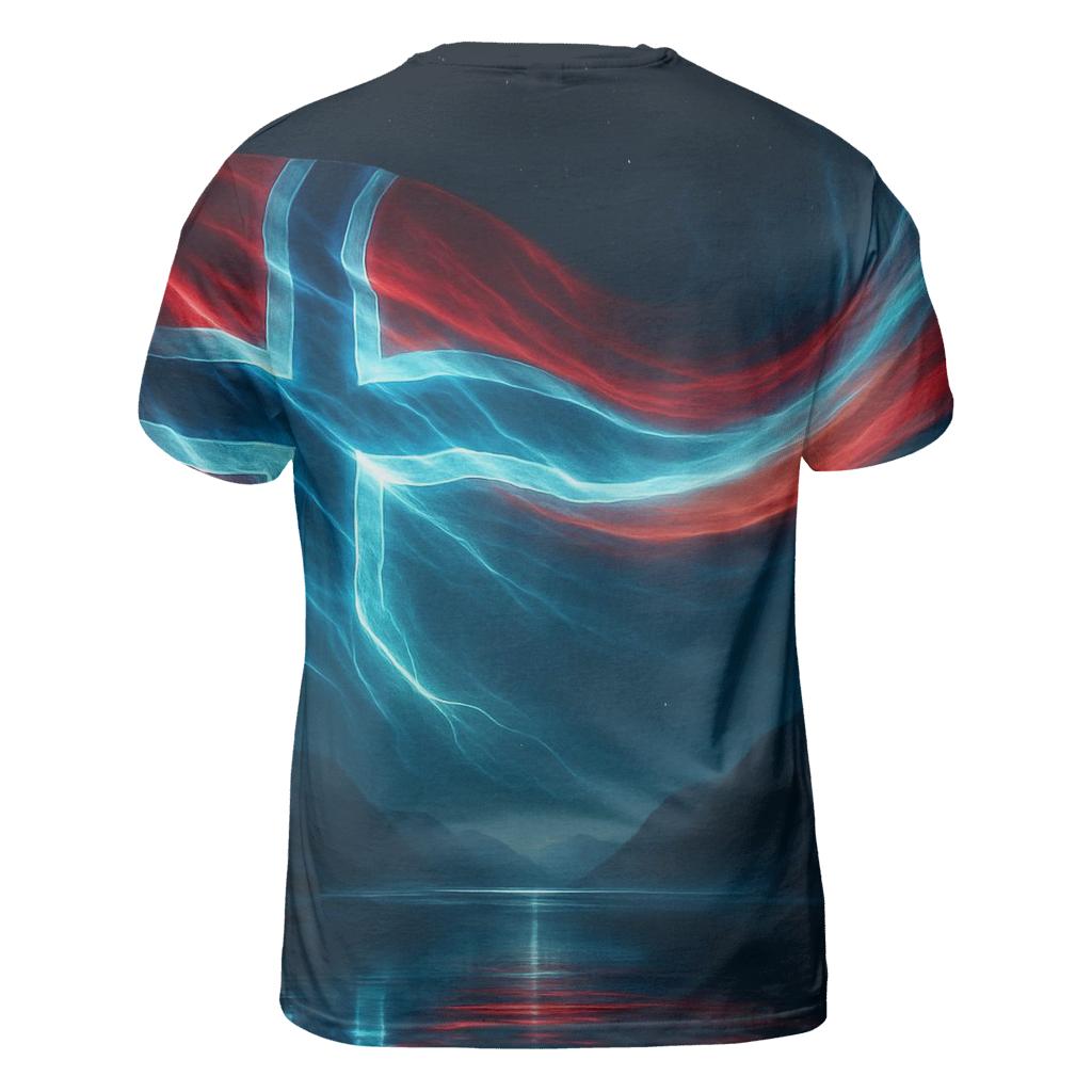 Aurora Fjord Flag Of Norway statement graphic shirts