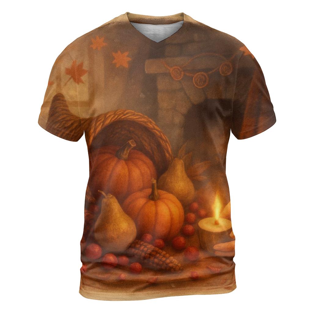 Candlelit Cornucopia Hearth unique graphic print tees