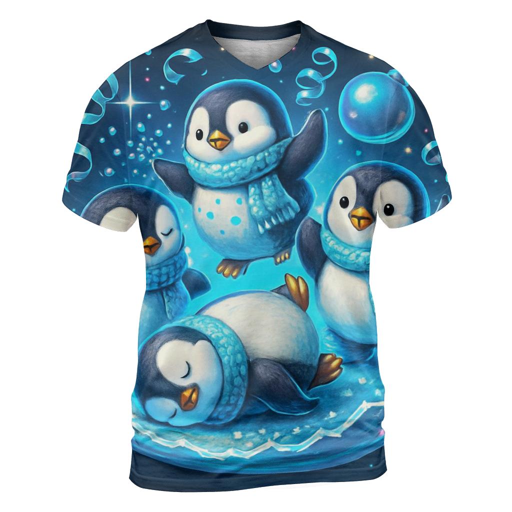 Penguin Snow Globe Breakdance Party designer pattern shirts