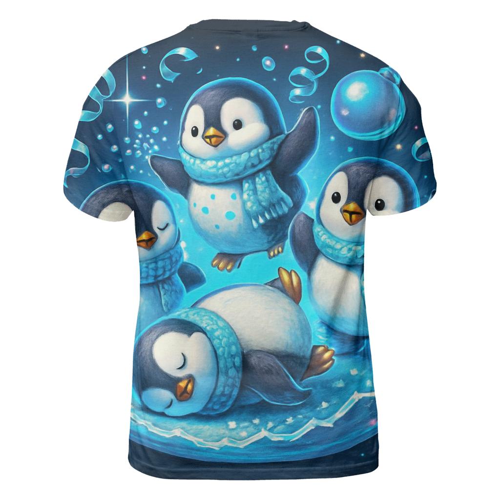 Penguin Snow Globe Breakdance Party designer pattern shirts