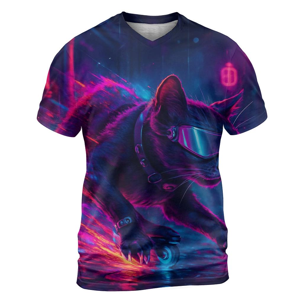 Neon Alley Skate Cat statement graphic shirts