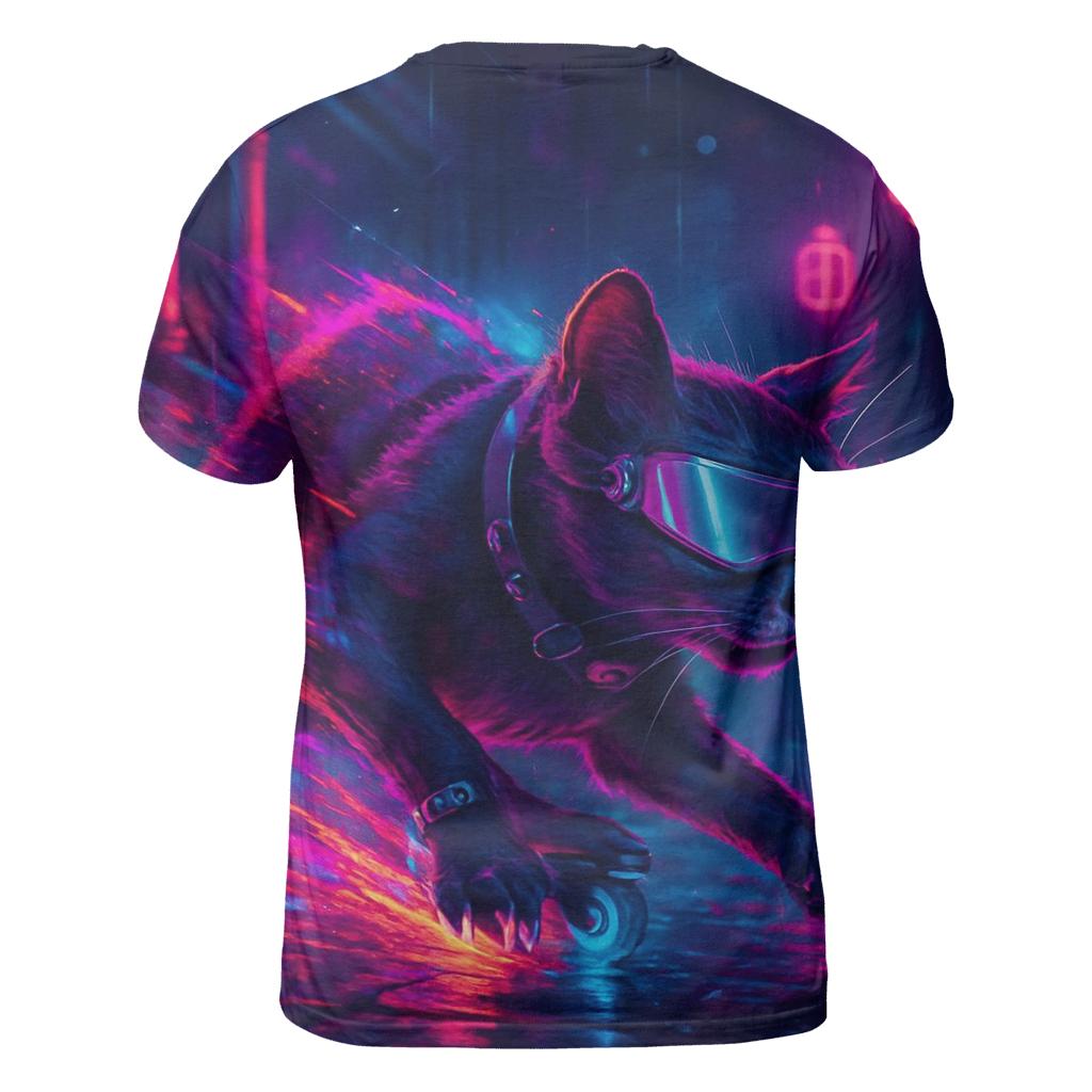 Neon Alley Skate Cat statement graphic shirts