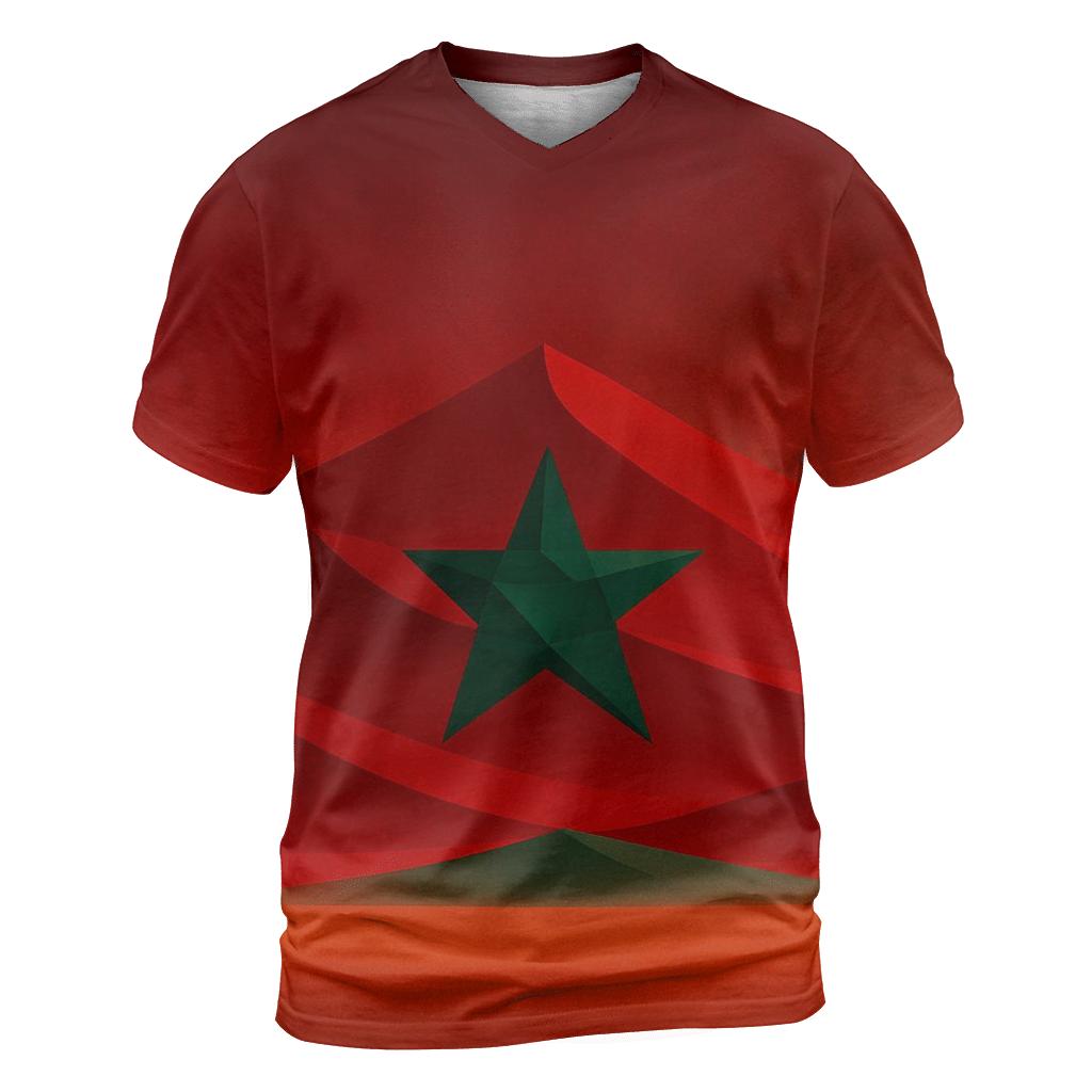 Geometric Mirage Flag Of Morocco artistic all-over print tops