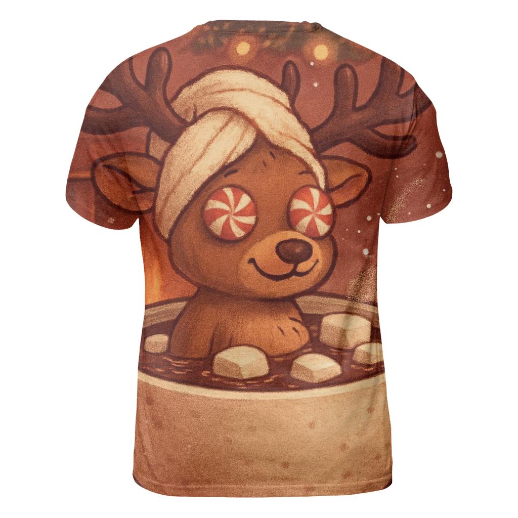 Reindeer Cocoa Spa Day vibrant all-over design tees