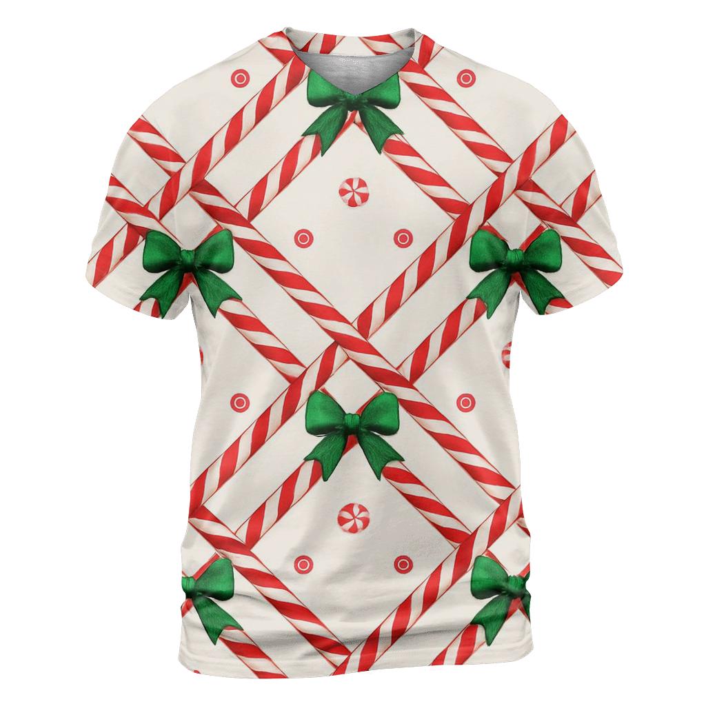 Candy Cane Plaid Lattice On Winter White custom all-over print shirts