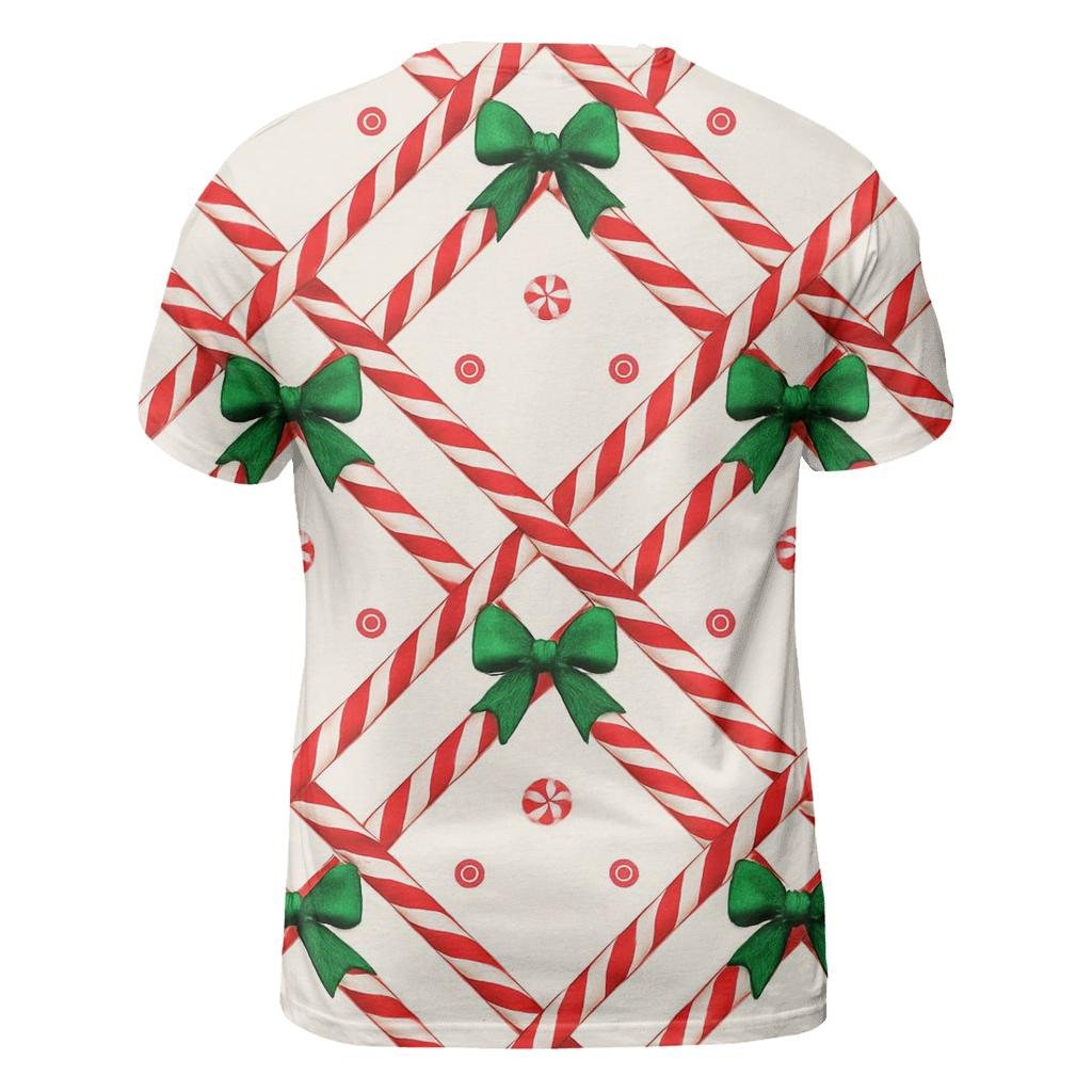 Candy Cane Plaid Lattice On Winter White custom all-over print shirts