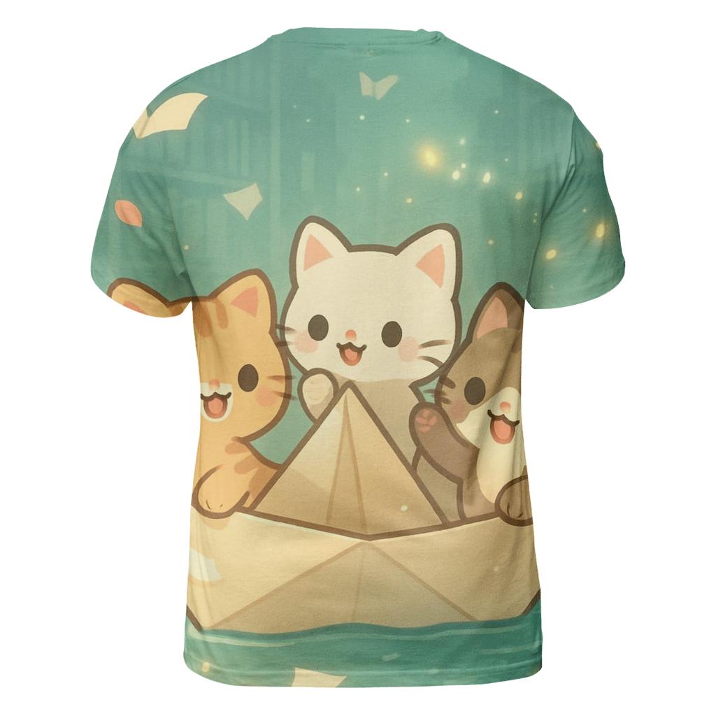 Firefly Library Kittens In A Paper Boat artistic all-over print tops