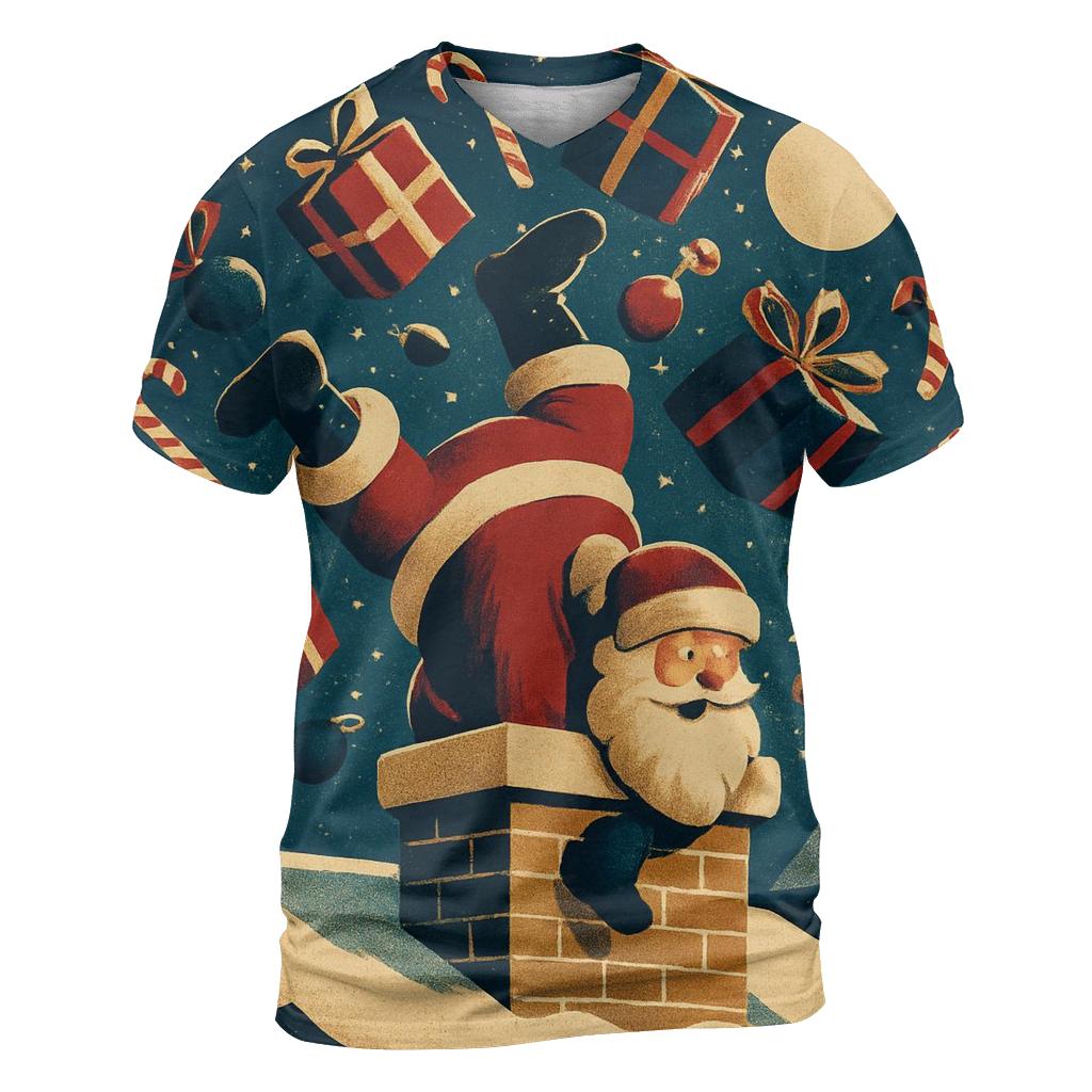 Santa Stuck In Chimney Gift Avalanche statement graphic shirts