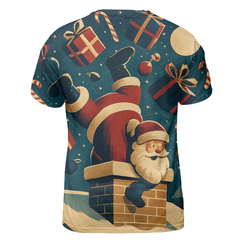Santa Stuck In Chimney Gift Avalanche statement graphic shirts