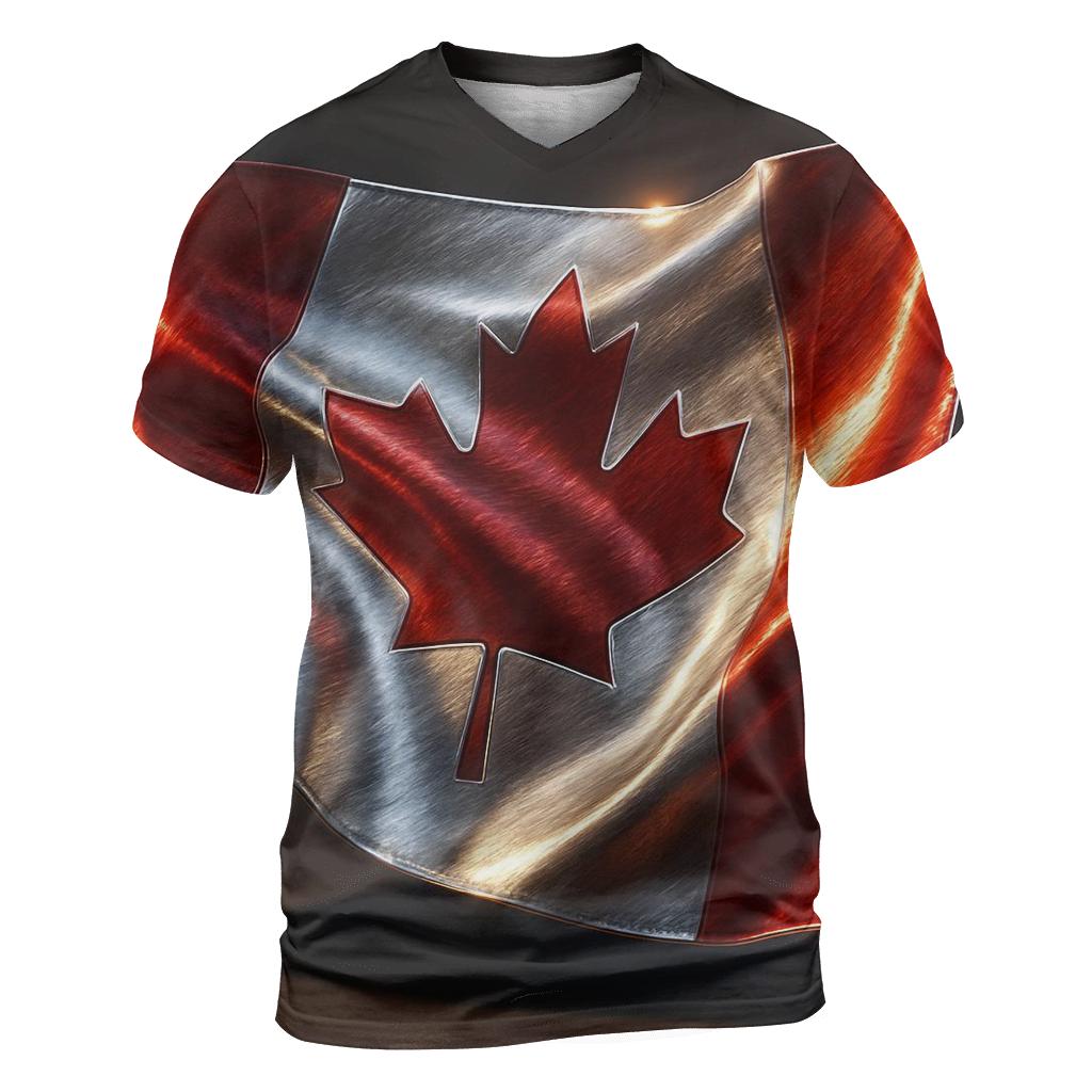 Metallic Crest Flag Of Canada vibrant all-over design tees