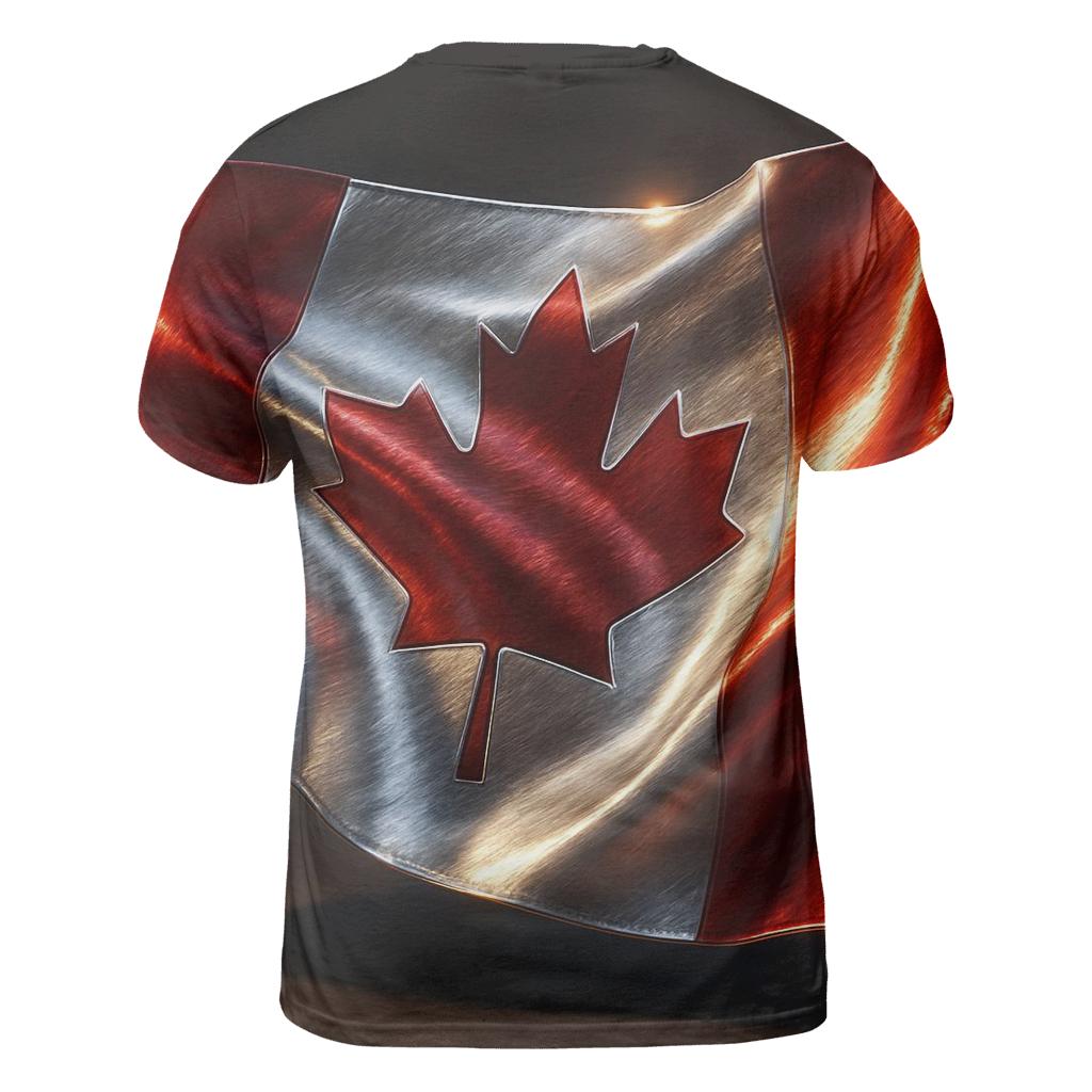 Metallic Crest Flag Of Canada vibrant all-over design tees