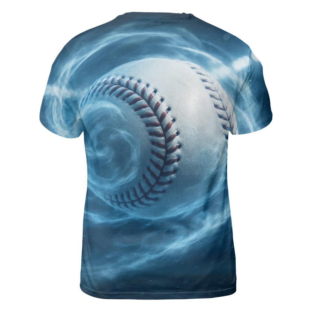 Chrome Spin Baseball Through Icy Clouds trendy printed shirt styles