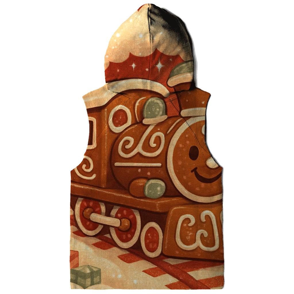 Gingerbread Train Through Peppermint Pines heavyweight hoodies