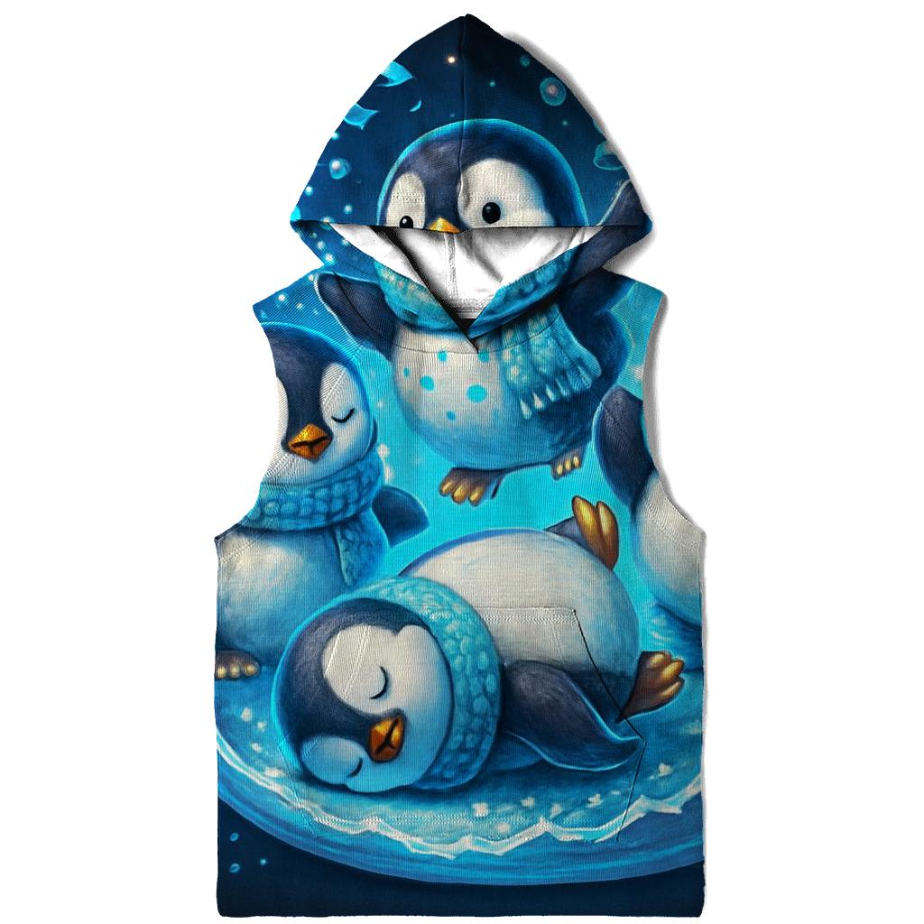 Penguin Snow Globe Breakdance Party printed hoodies