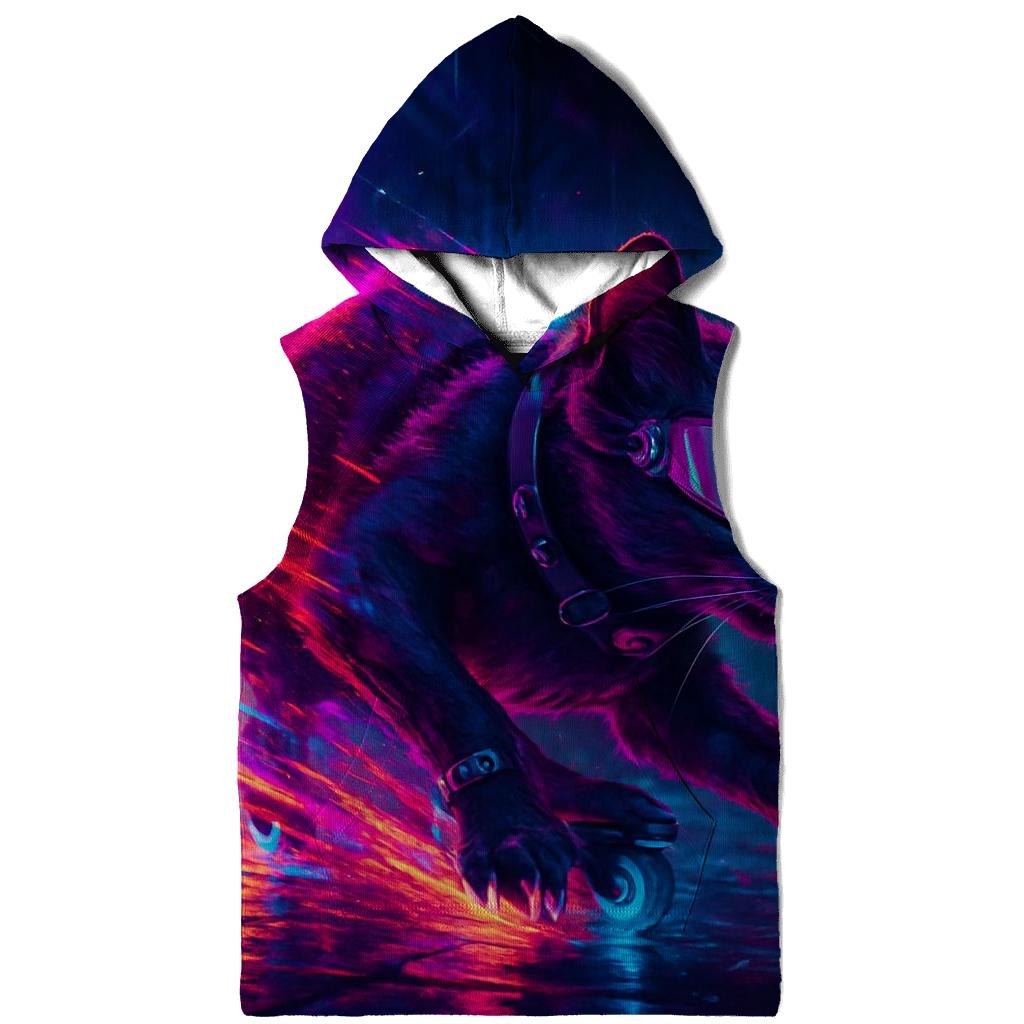 Neon Alley Skate Cat embroidered hoodies