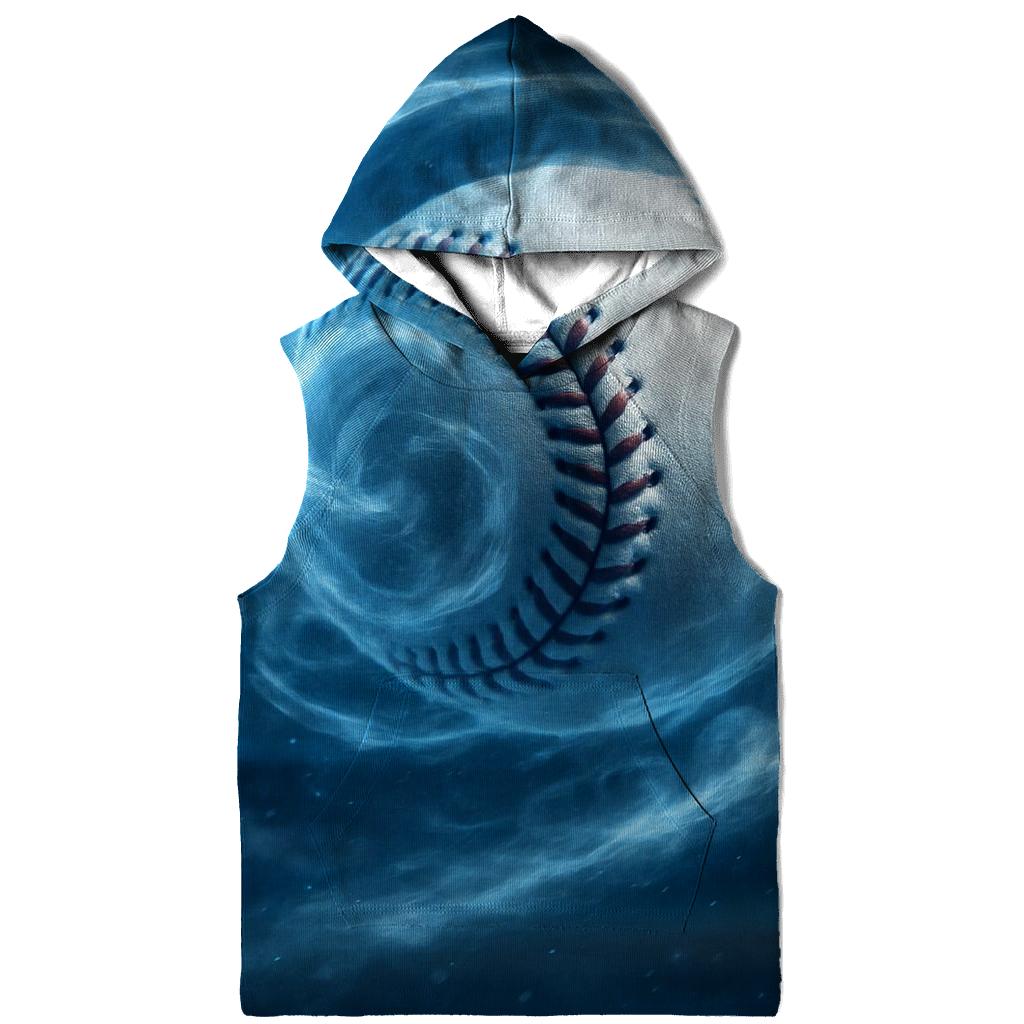 Chrome Spin Baseball Through Icy Clouds graphic hoodies