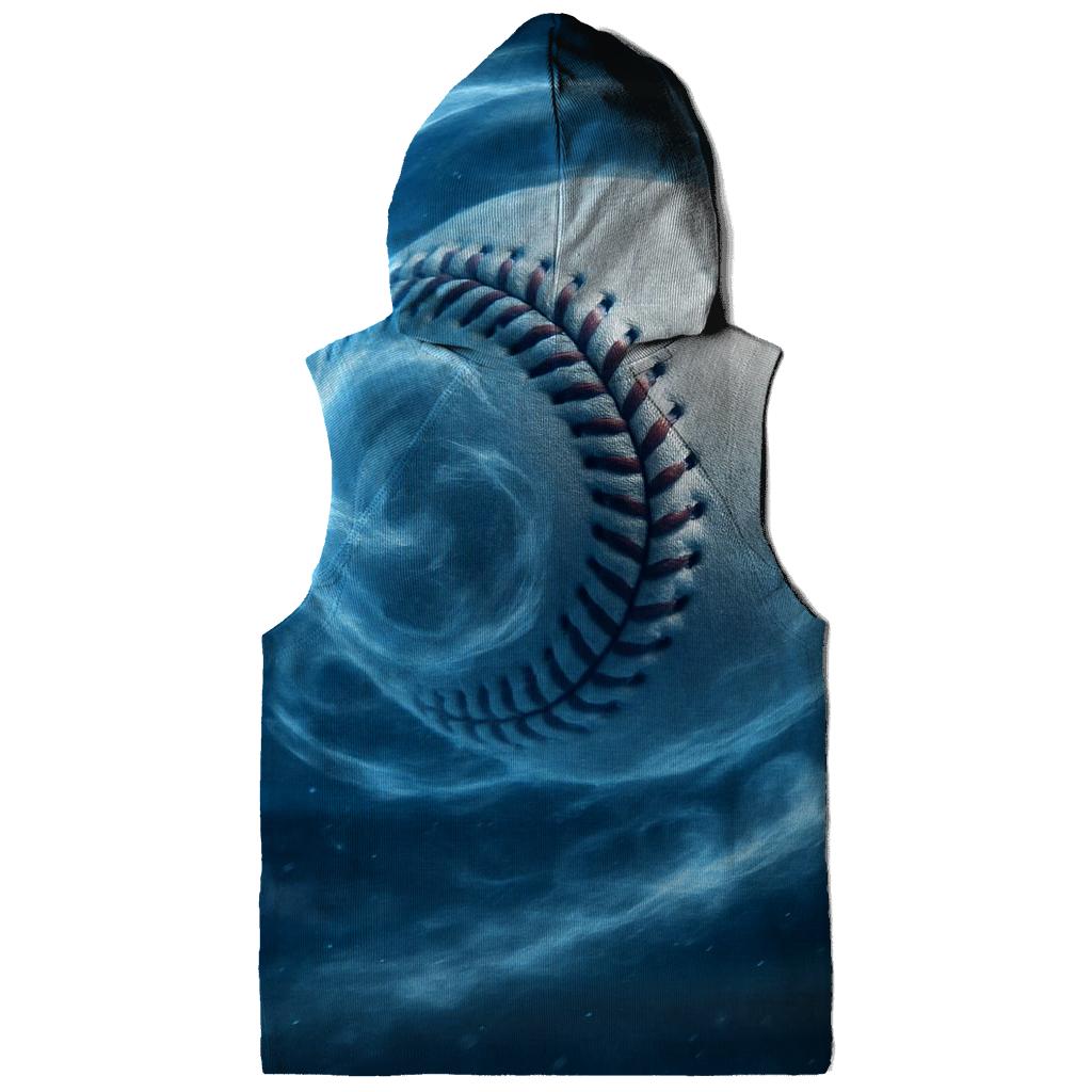 Chrome Spin Baseball Through Icy Clouds graphic hoodies