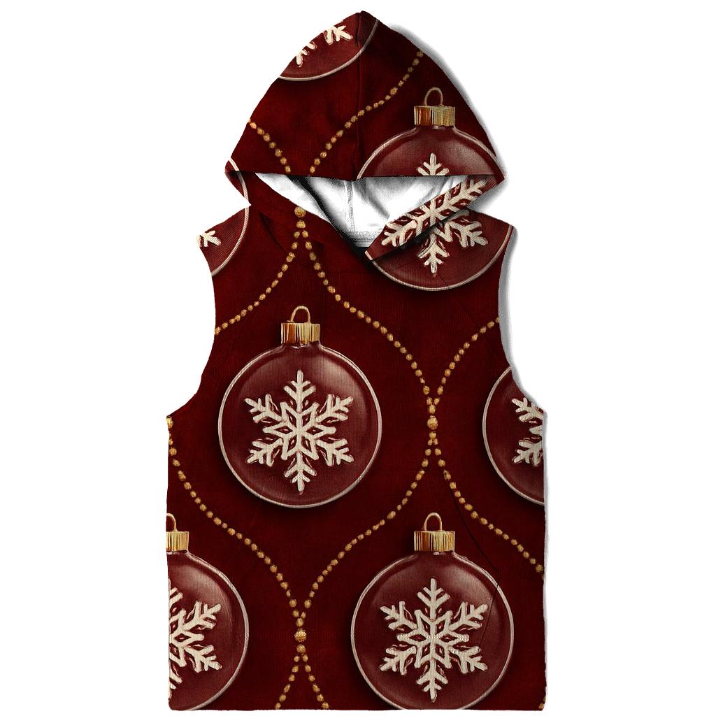 Snowflake Ornament Medallion Repeat On Deep Red Velvet zip-up hoodies
