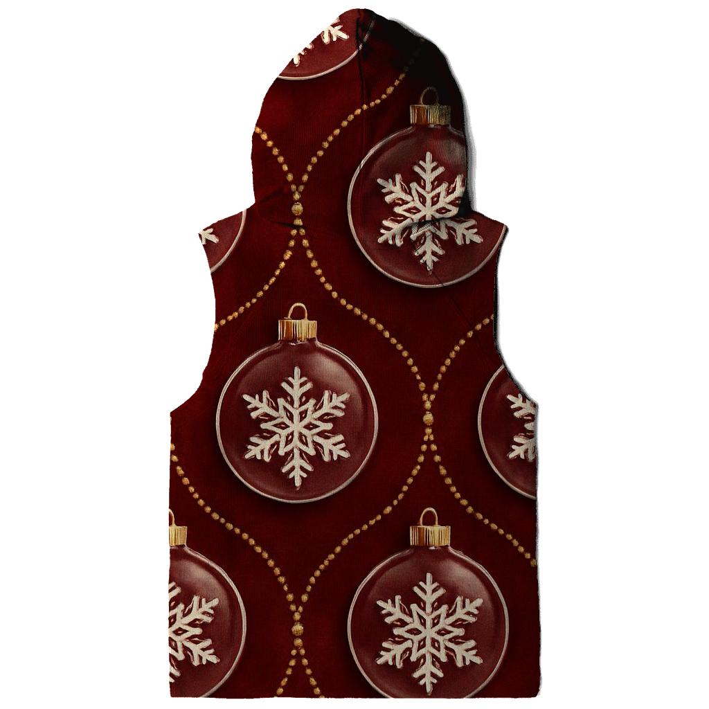Snowflake Ornament Medallion Repeat On Deep Red Velvet zip-up hoodies