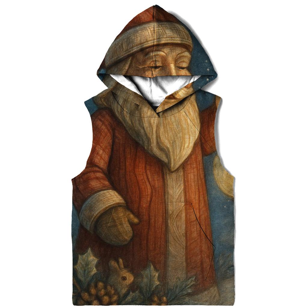 Woodcarved Santa Lantern In Winter Pines designer hoodies