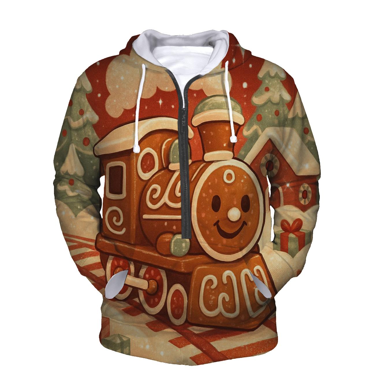 Gingerbread Train Through Peppermint Pines hoodies fashion