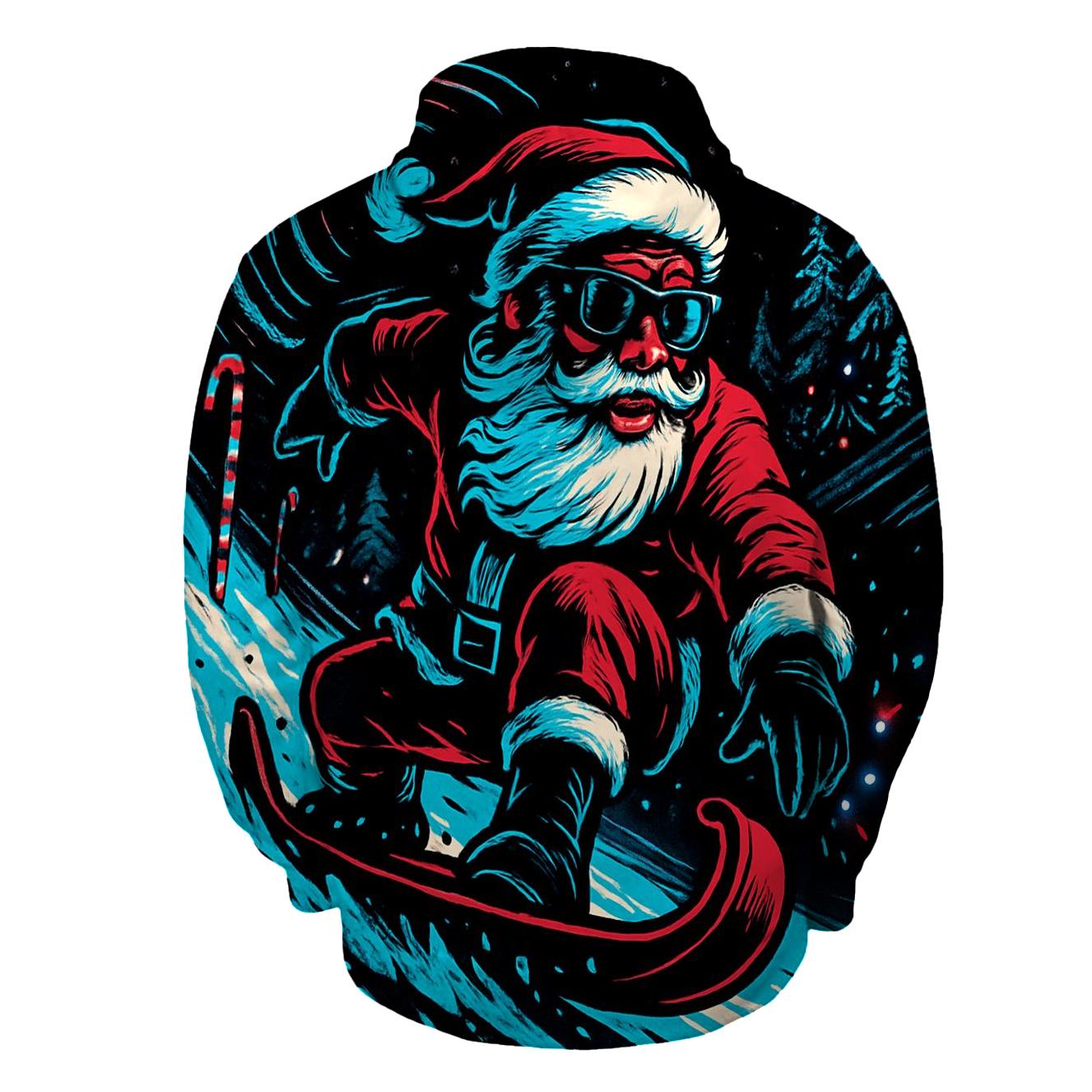 Neon Midnight Santa Snowboard Run hoodie designs