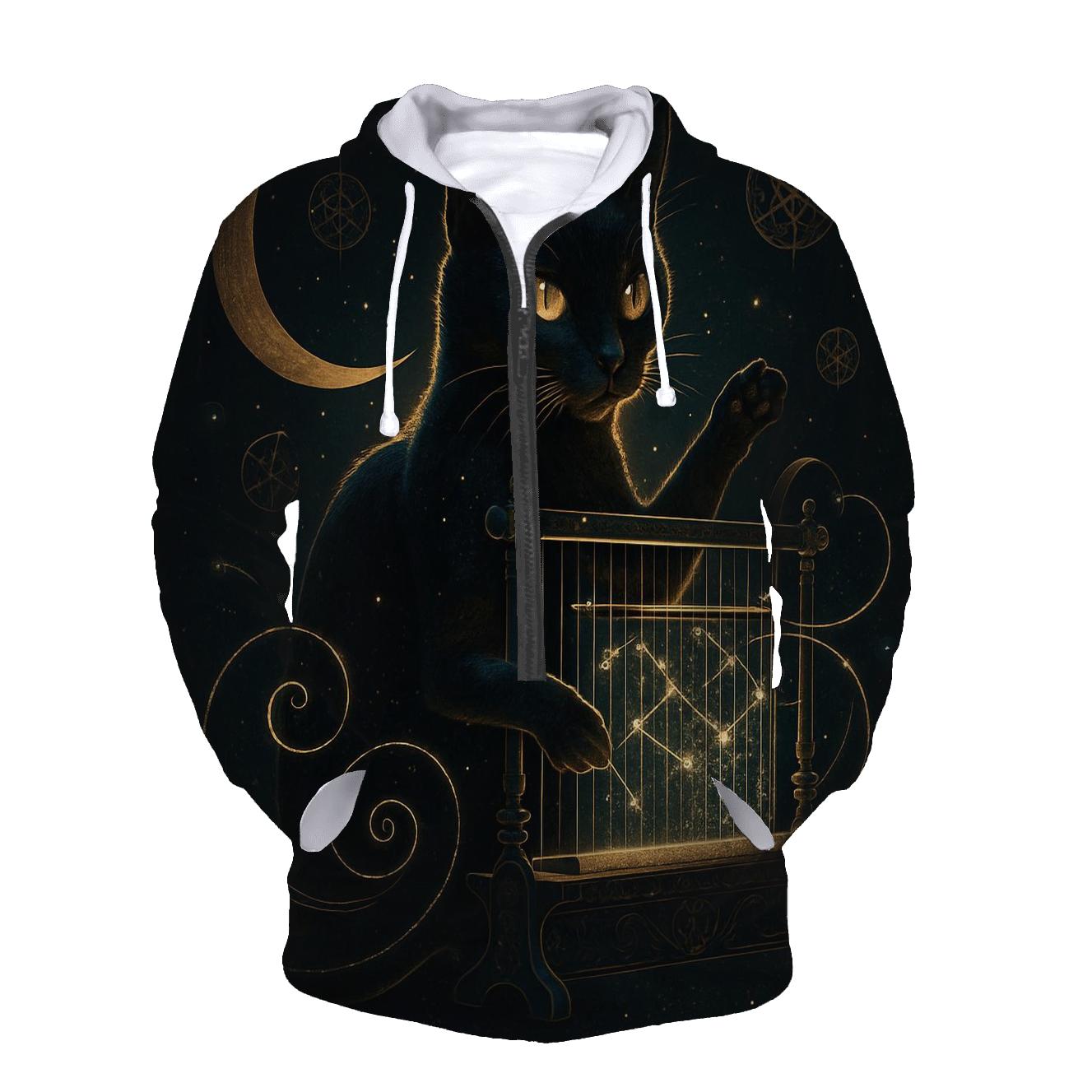 Midnight Loom Guardian Cat designer hoodies