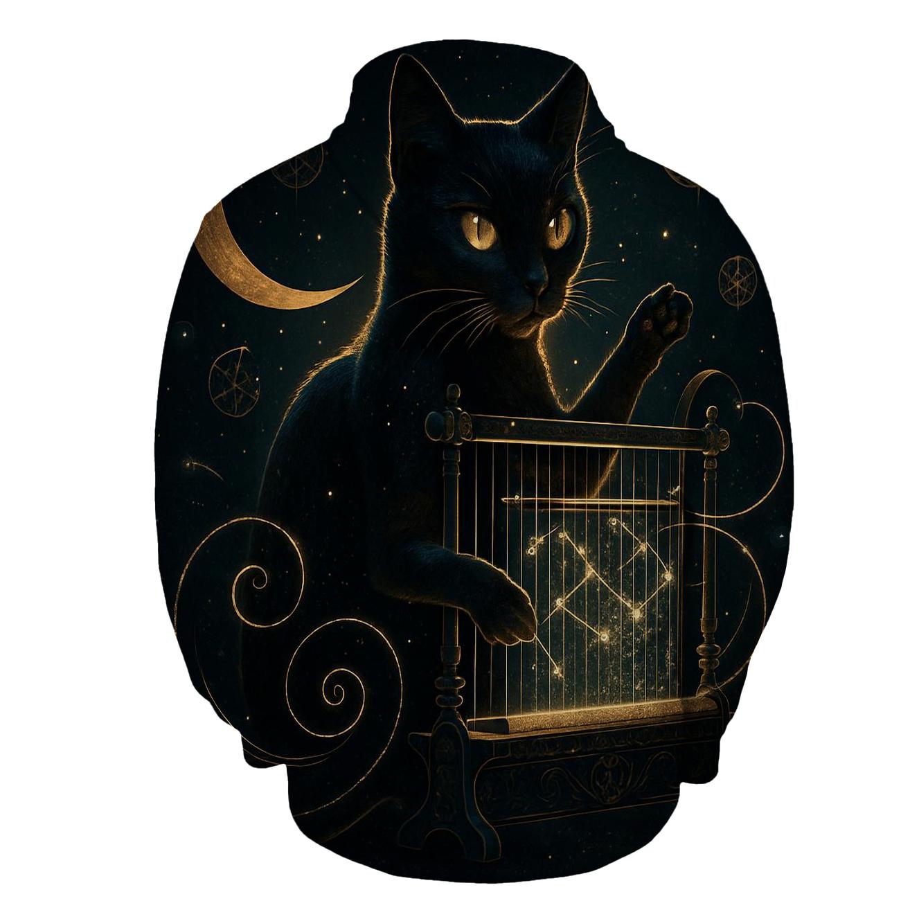 Midnight Loom Guardian Cat designer hoodies