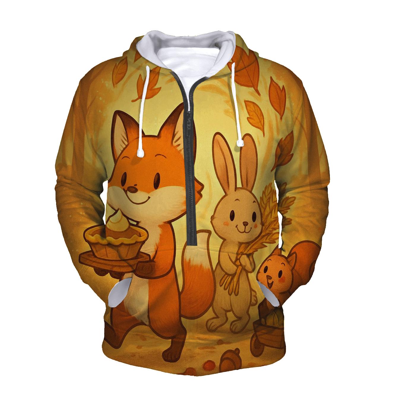 Harvest Parade Of Woodland Friends premium hoodies