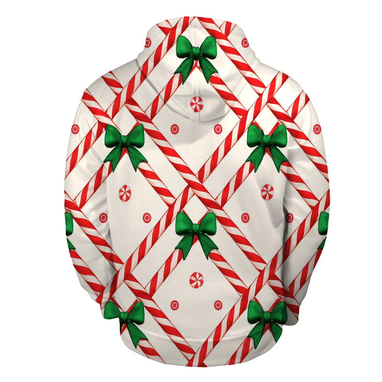 Candy Cane Plaid Lattice On Winter White printed hoodies