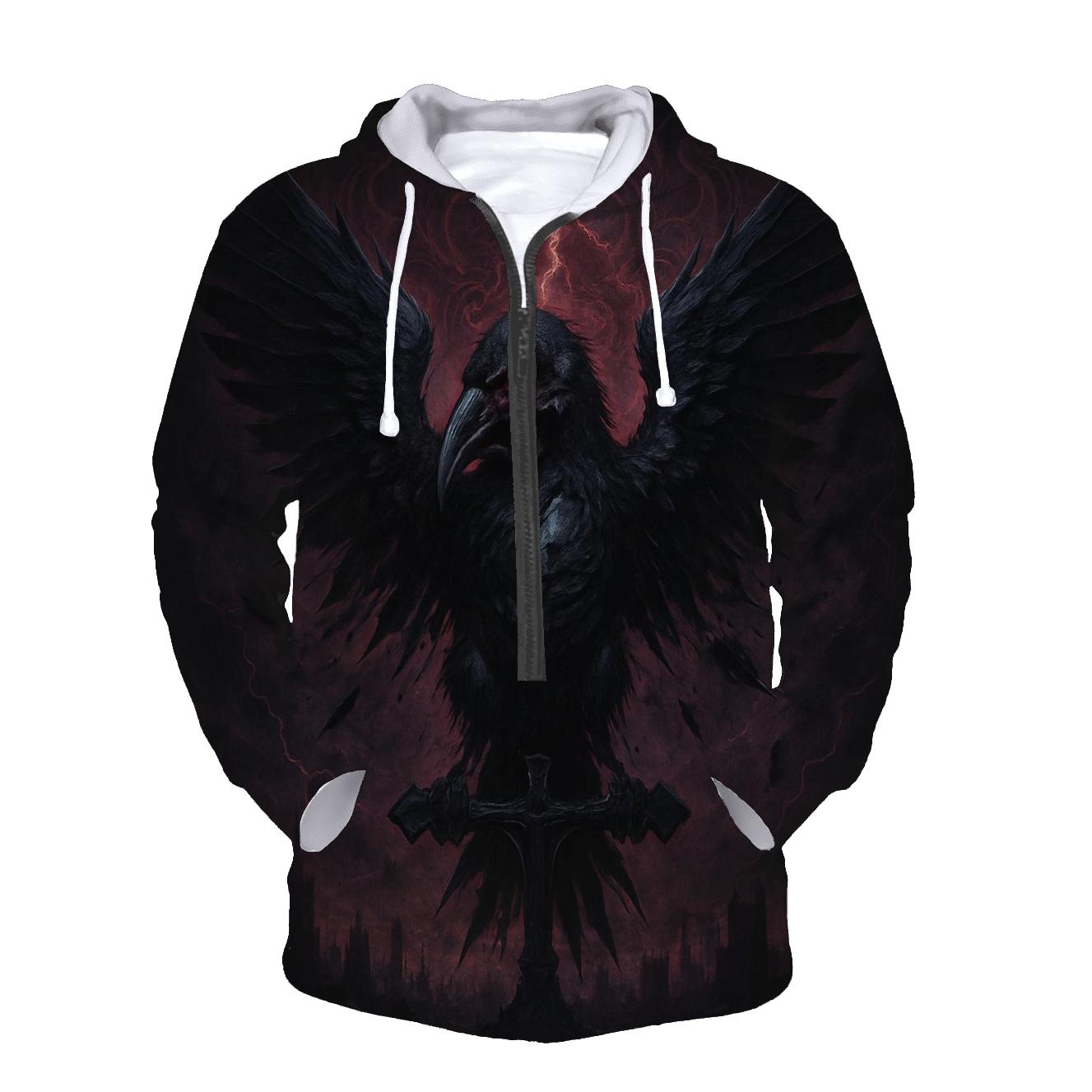 Raven Of The Iron Eclipse embroidered hoodies