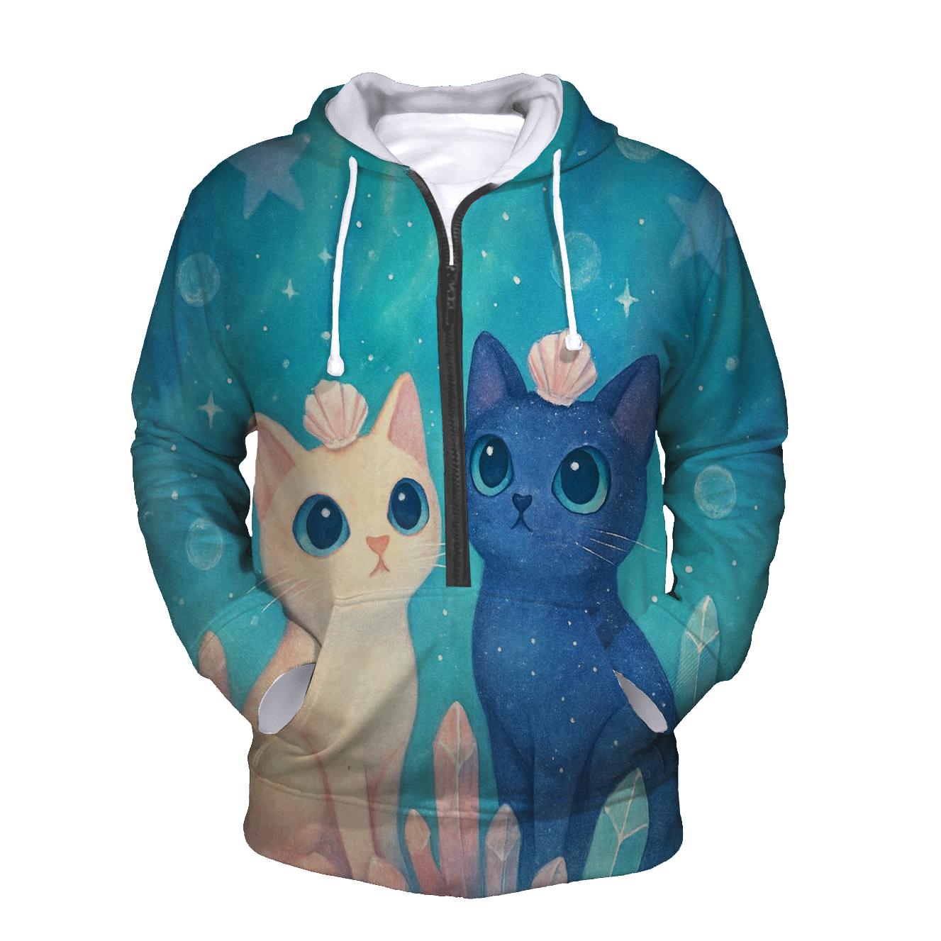 Crystal Reef Stargazer Cats zip-up hoodies
