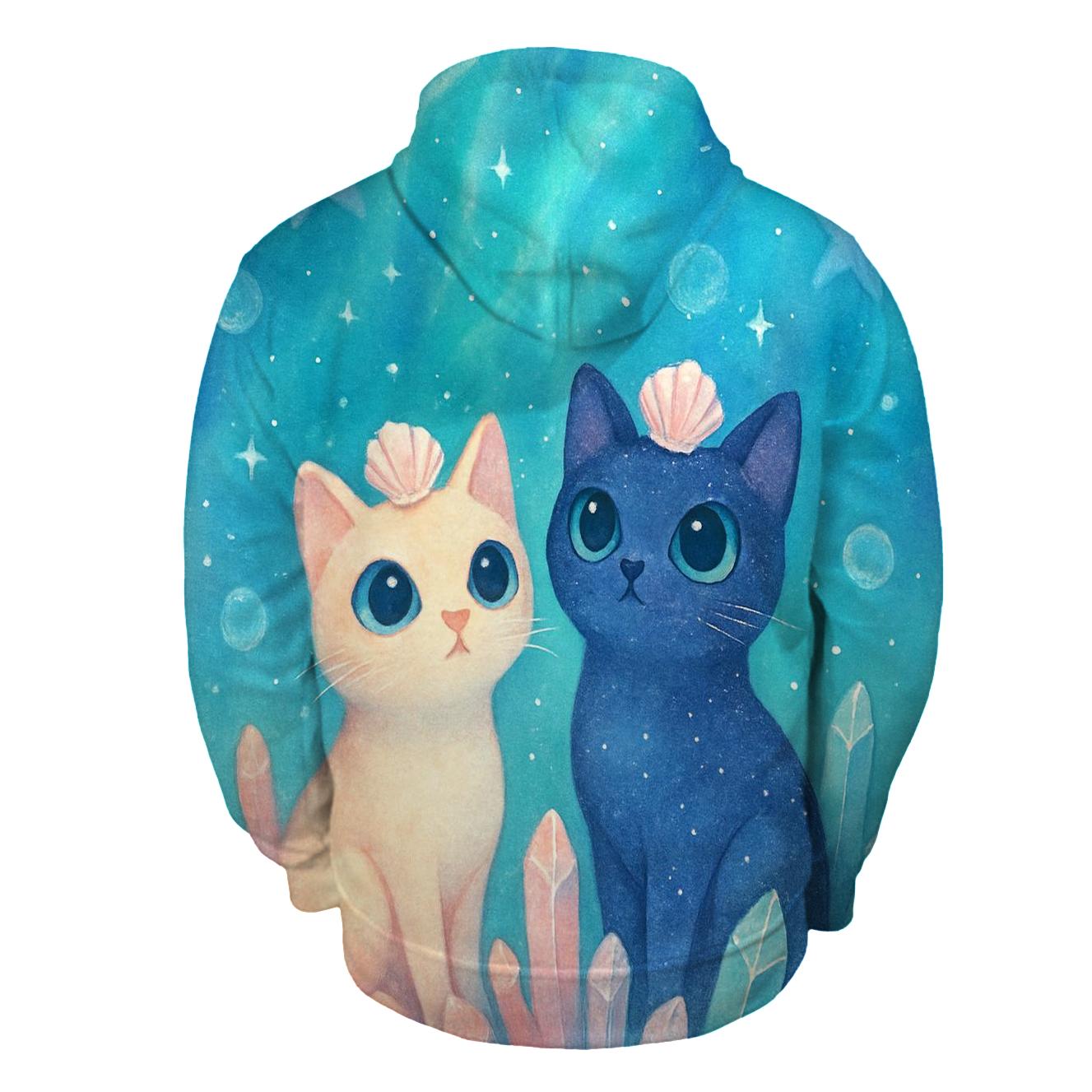 Crystal Reef Stargazer Cats zip-up hoodies