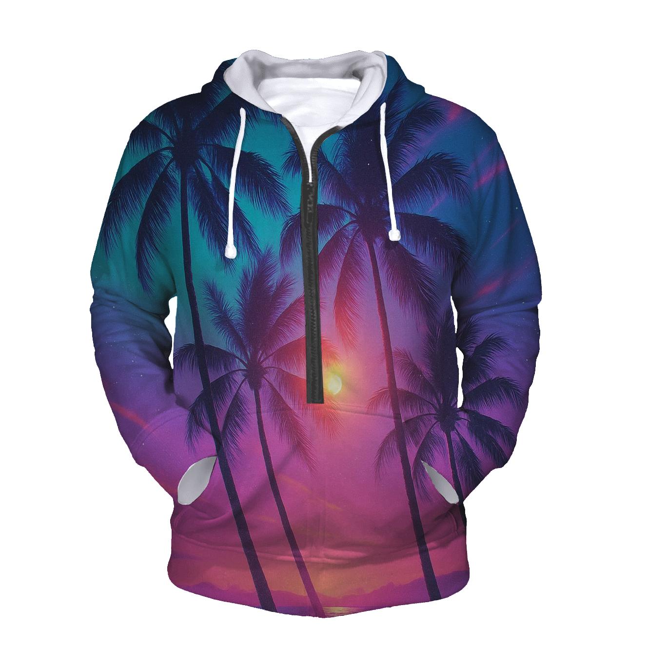 Cyan Palms Nebula Dusk hoodie trends