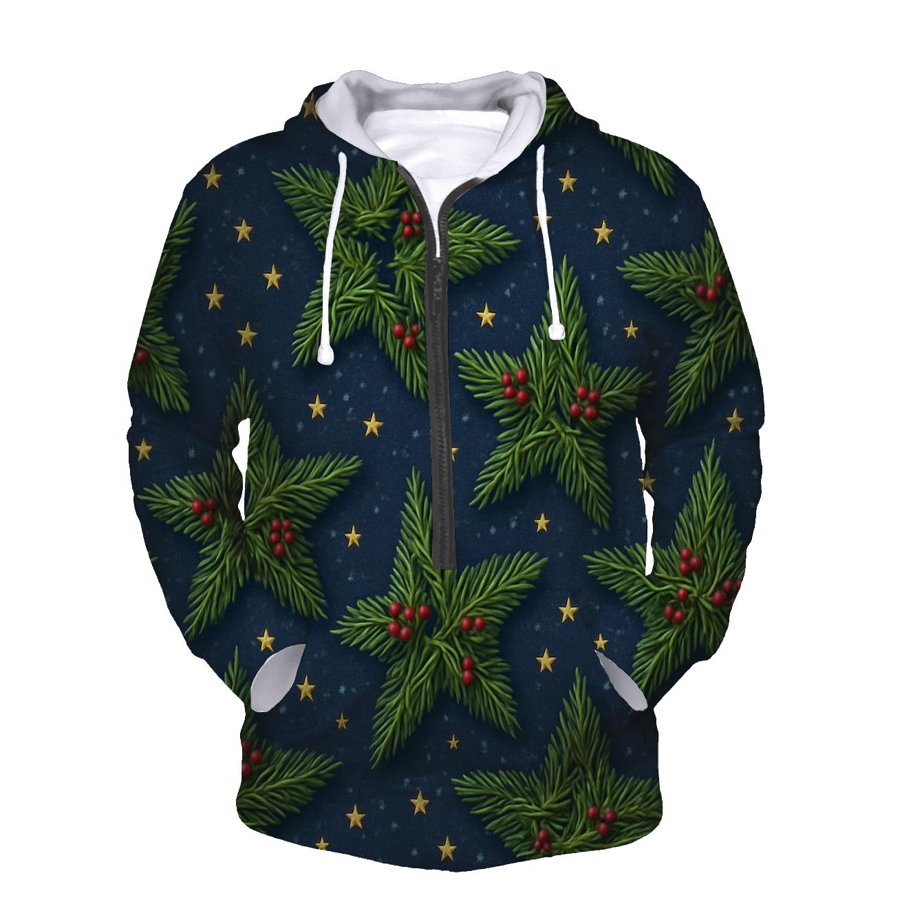 Evergreen Star Scatter On Midnight Blue Snowfield heavyweight hoodies