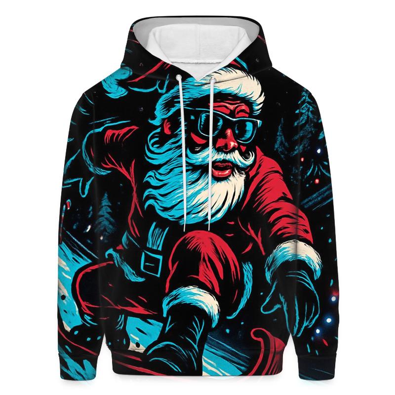 Neon Midnight Santa Snowboard Run hoodies fashion