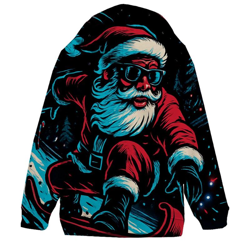 Neon Midnight Santa Snowboard Run hoodies fashion