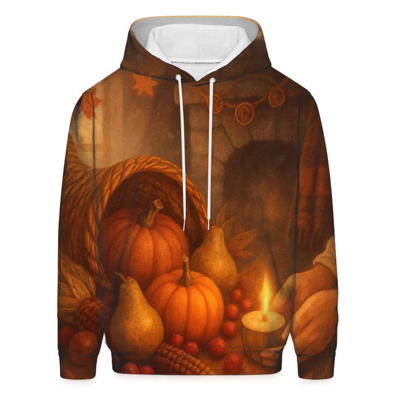 Candlelit Cornucopia Hearth embroidered hoodies