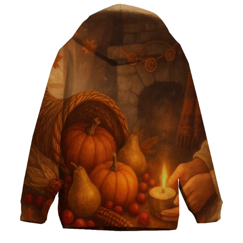 Candlelit Cornucopia Hearth embroidered hoodies