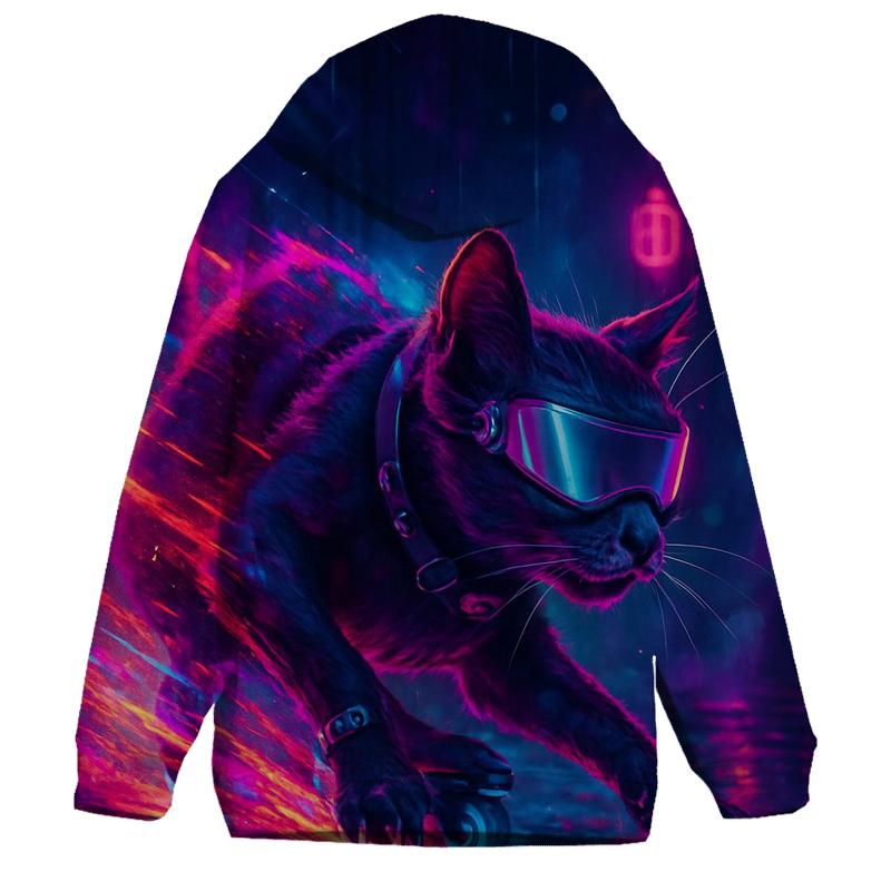 Neon Alley Skate Cat designer hoodies