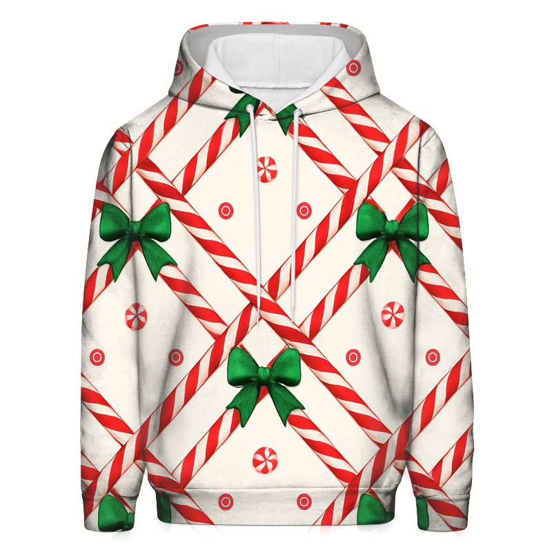 Candy Cane Plaid Lattice On Winter White zip-up hoodies