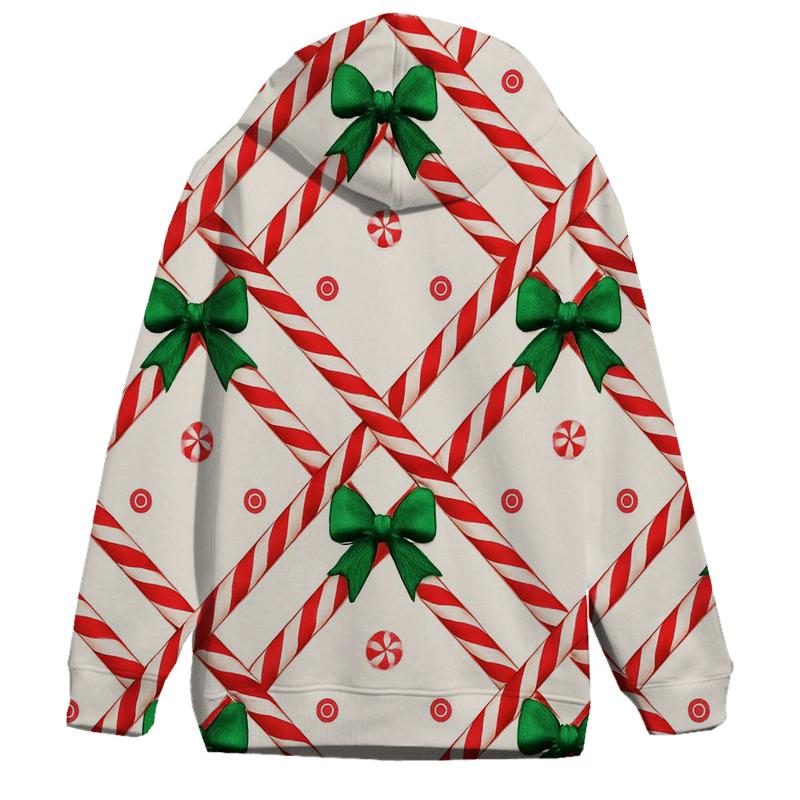 Candy Cane Plaid Lattice On Winter White zip-up hoodies