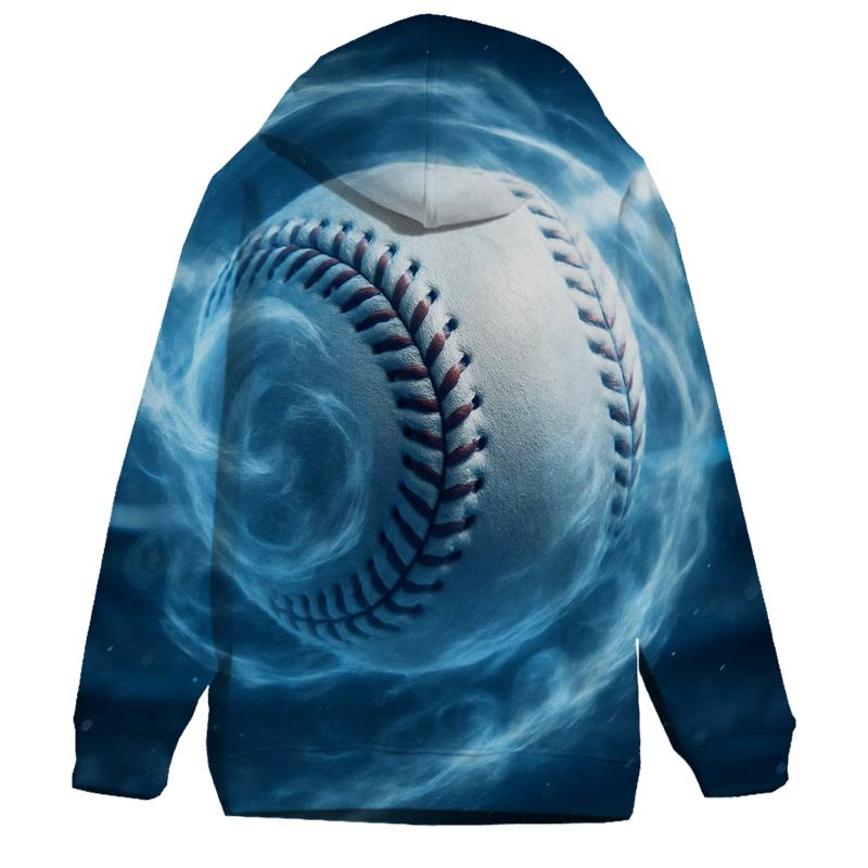 Chrome Spin Baseball Through Icy Clouds custom hoodies