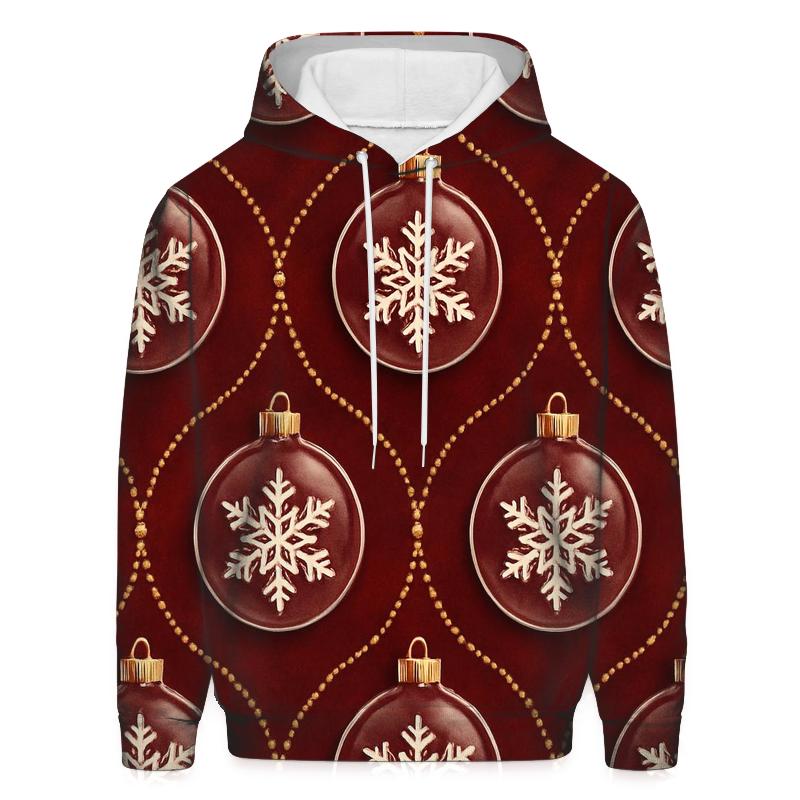 Snowflake Ornament Medallion Repeat On Deep Red Velvet lightweight hoodies