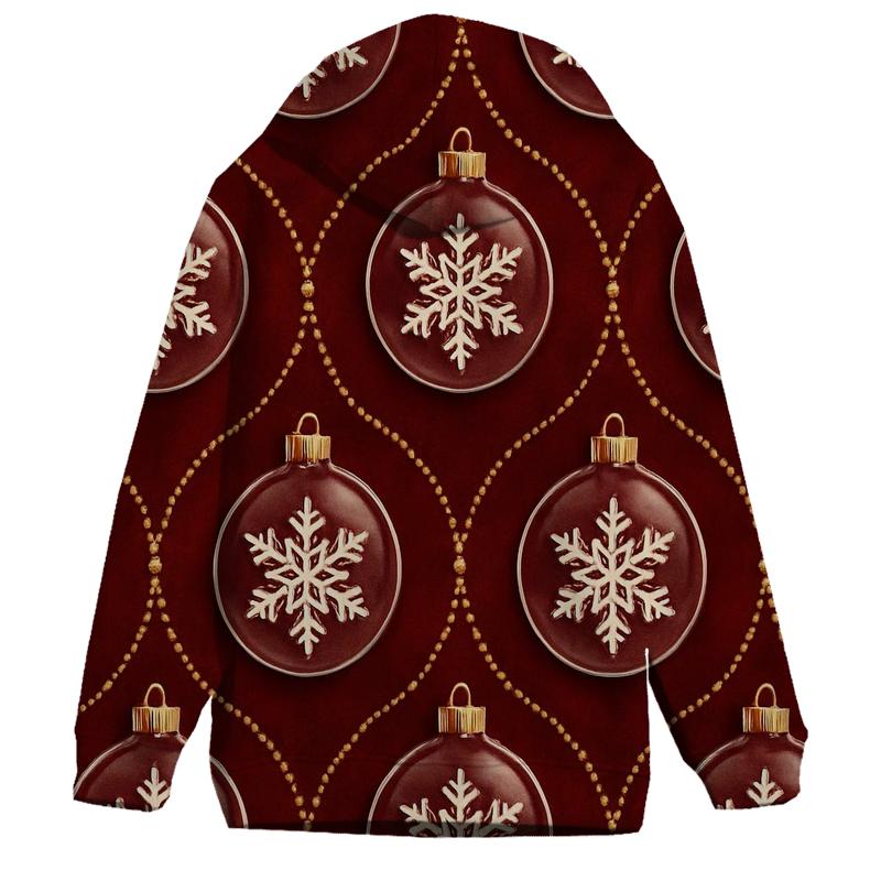 Snowflake Ornament Medallion Repeat On Deep Red Velvet lightweight hoodies