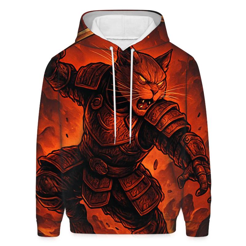 Volcanic Samurai Cat Duel lightweight hoodies