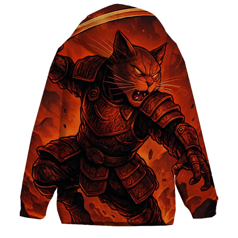 Volcanic Samurai Cat Duel lightweight hoodies