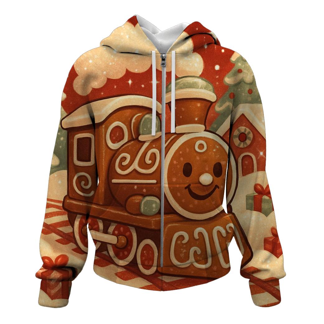 Gingerbread Train Through Peppermint Pines hoodies fashion