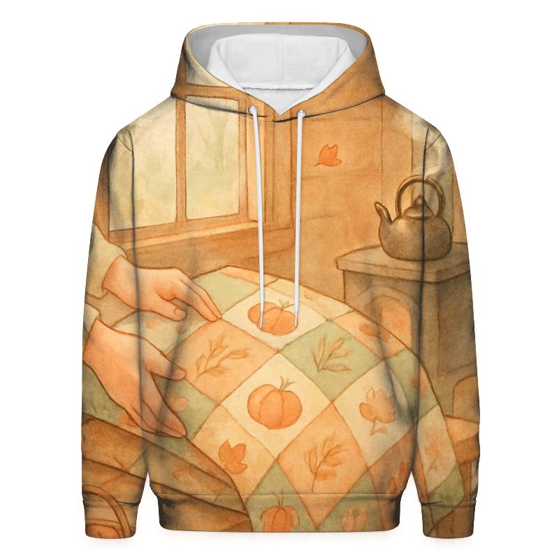 Cozy Cabin Gratitude Quilt Scene designer hoodies